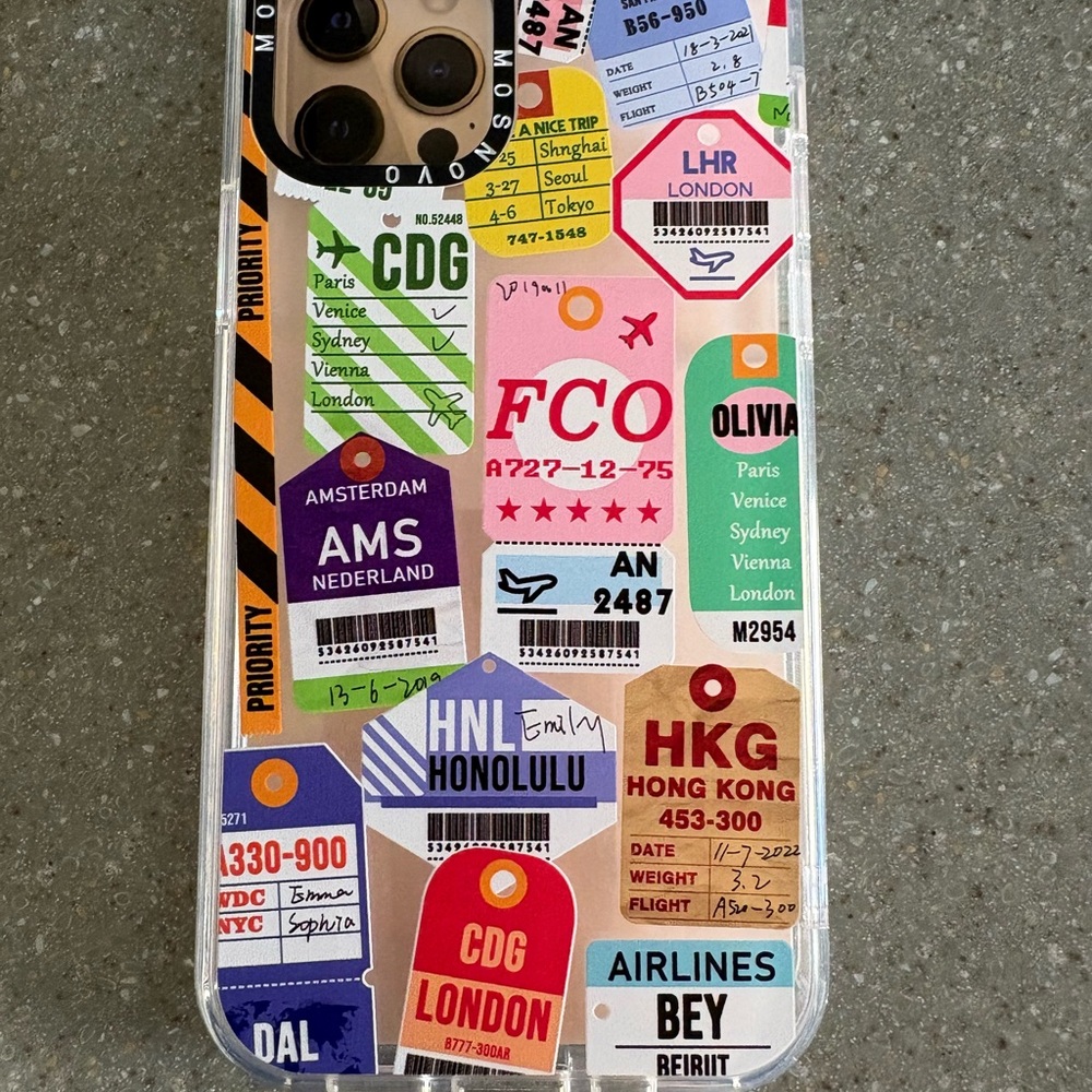 Travel-Themed Phone Case with Colorful Tags for iPhone 12 Pro
